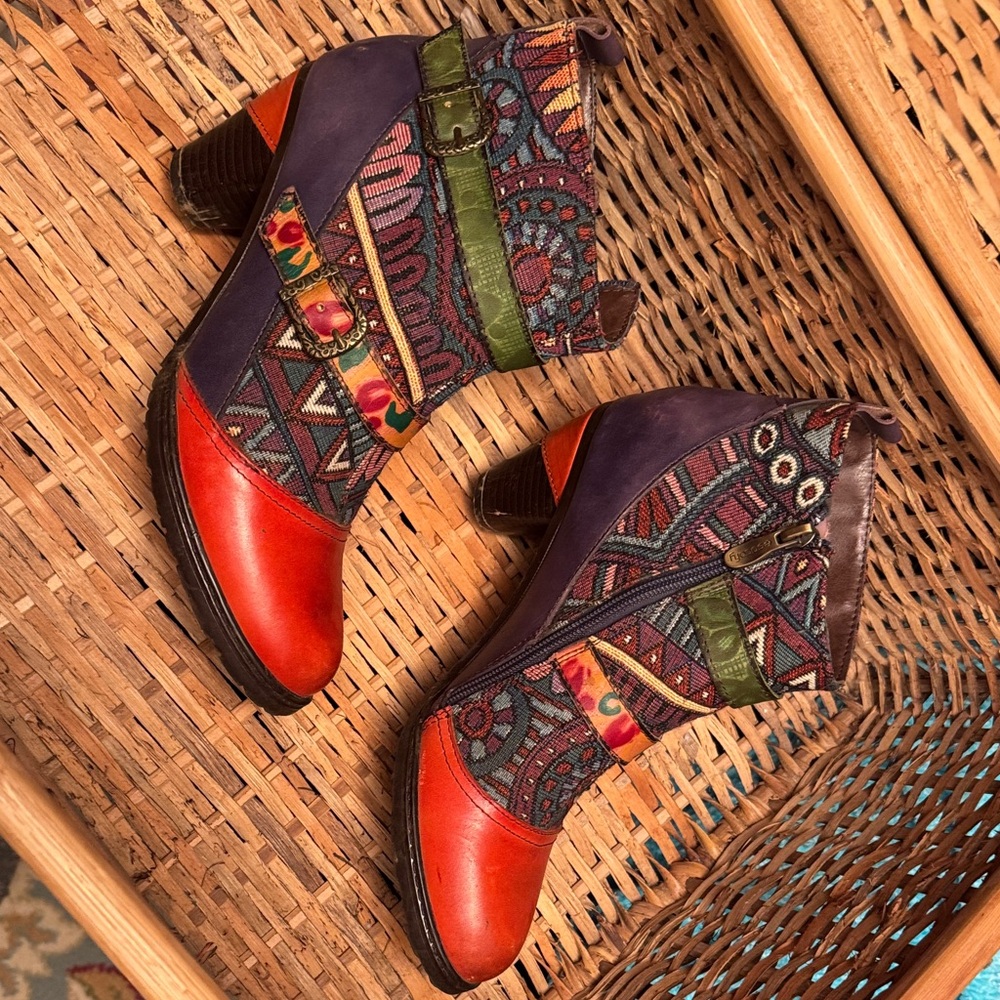 Colorful Patterned Ankle Boots